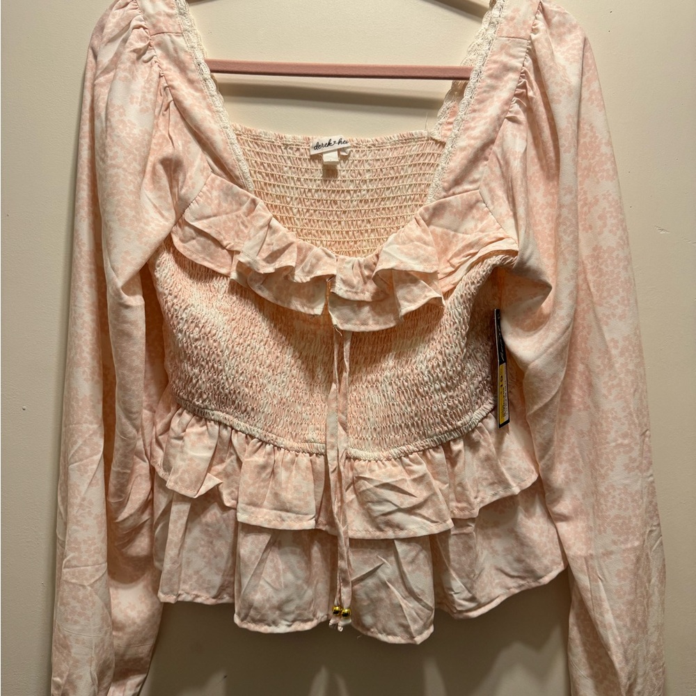 Derek Heart Women's pink Ruffle Blouse